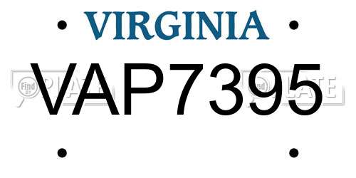 VAP7395 Virginia License Plate