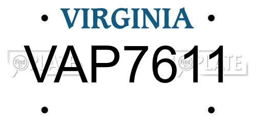 VAP7611 Virginia License Plate