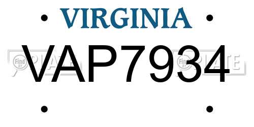 VAP7934 Virginia License Plate
