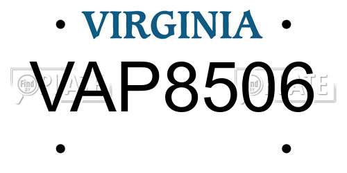 VAP8506 Virginia License Plate