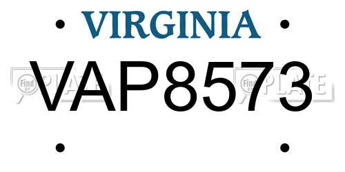VAP8573 Virginia License Plate