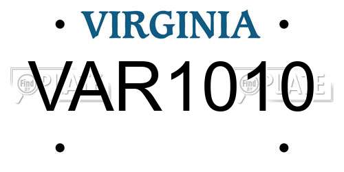 VAR1010 Virginia License Plate