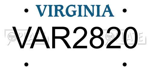 VAR2820 Virginia License Plate