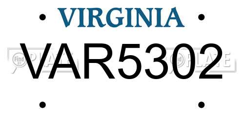 VAR5302 Virginia License Plate