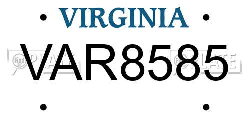 VAR8585 Virginia License Plate