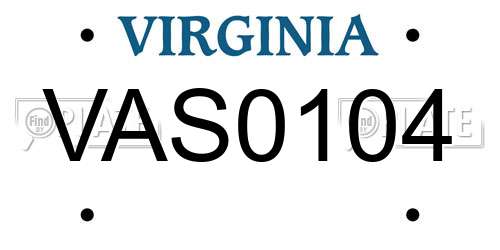 VAS0104 Virginia License Plate