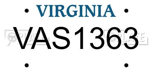 VAS1363 Virginia License Plate