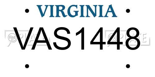 VAS1448 Virginia License Plate