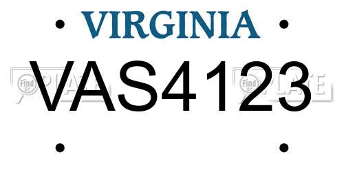 VAS4123 Virginia License Plate