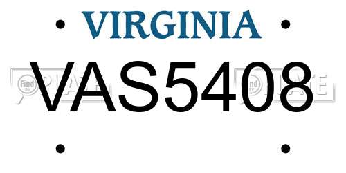 VAS5408 Virginia License Plate
