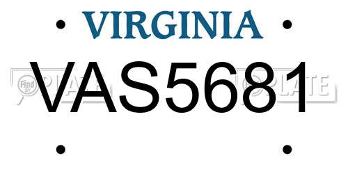 VAS5681 Virginia License Plate