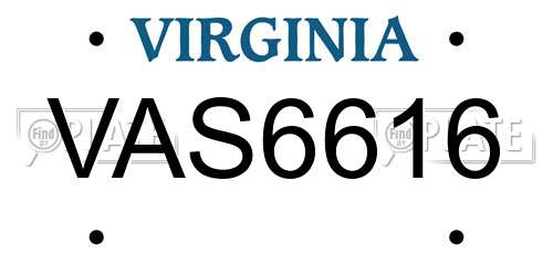 VAS6616 Virginia License Plate