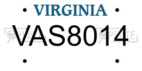 VAS8014 Virginia License Plate