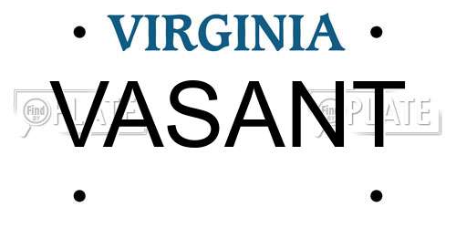 VASANT Virginia License Plate