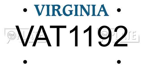 VAT1192 Virginia License Plate