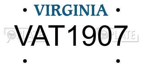 VAT1907 Virginia License Plate