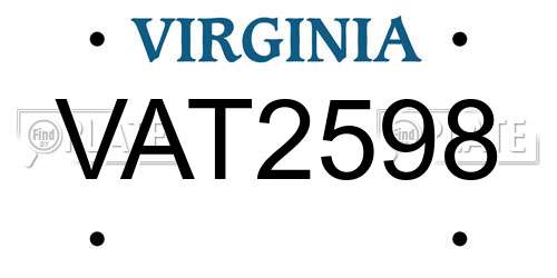 VAT2598 Virginia License Plate