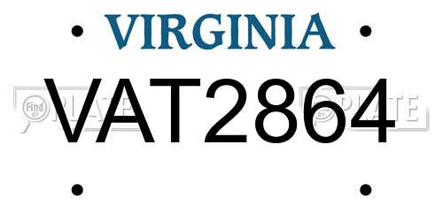 VAT2864 Virginia License Plate