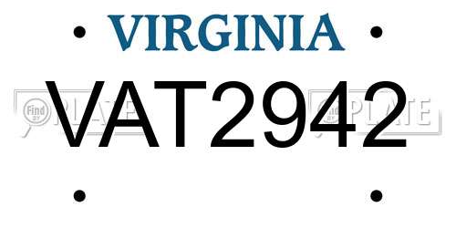 VAT2942 Virginia License Plate