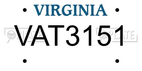 VAT3151 Virginia License Plate