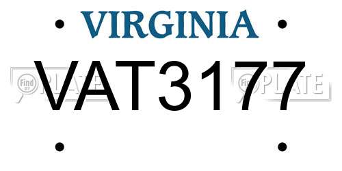 VAT3177 Virginia License Plate