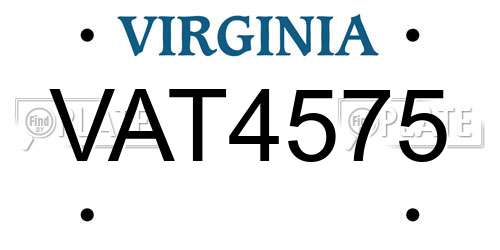 VAT4575 Virginia License Plate