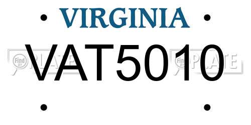 VAT5010 Virginia License Plate