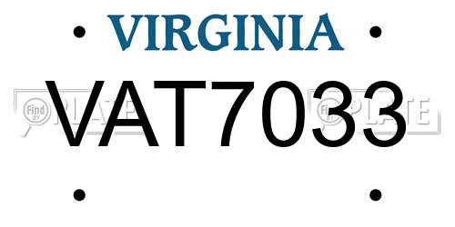 VAT7033 Virginia License Plate