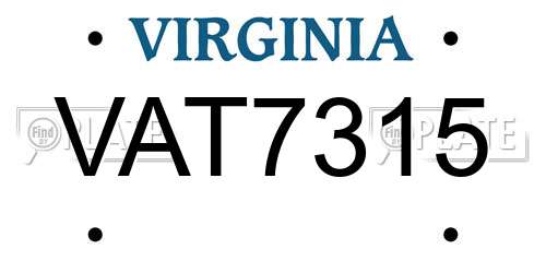 VAT7315 Virginia License Plate