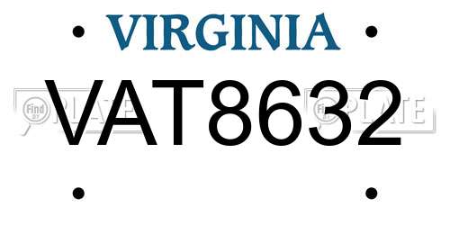 VAT8632 Virginia License Plate