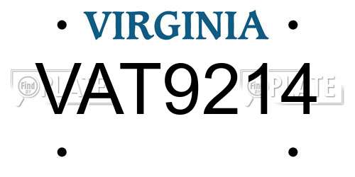 VAT9214 Virginia License Plate