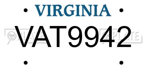 VAT9942 Virginia License Plate