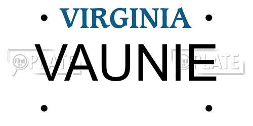 VAUNIE Virginia License Plate