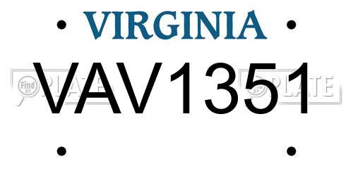 VAV1351 Virginia License Plate