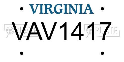 VAV1417 Virginia License Plate