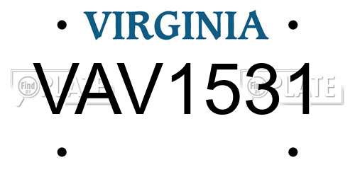 VAV1531 Virginia License Plate
