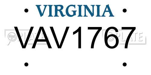 VAV1767 Virginia License Plate