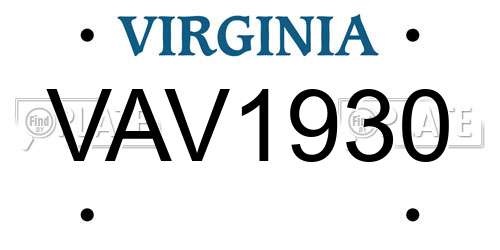 VAV1930 Virginia License Plate
