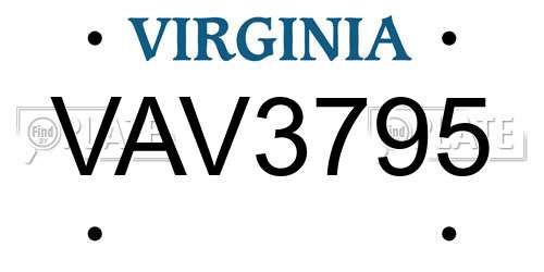 VAV3795 Virginia License Plate