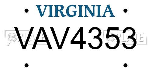 VAV4353 Virginia License Plate