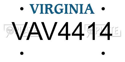 VAV4414 Virginia License Plate