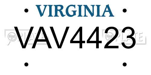 VAV4423 Virginia License Plate