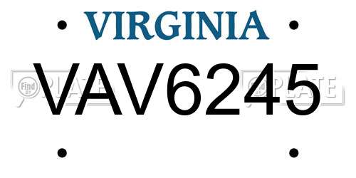VAV6245 Virginia License Plate