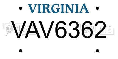 VAV6362 Virginia License Plate