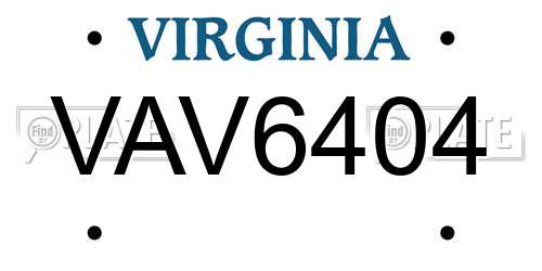 VAV6404 Virginia License Plate