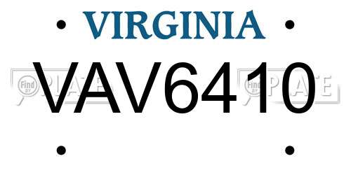 VAV6410 Virginia License Plate