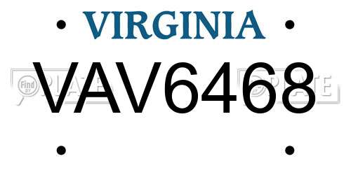 VAV6468 Virginia License Plate