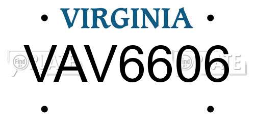 VAV6606 Virginia License Plate