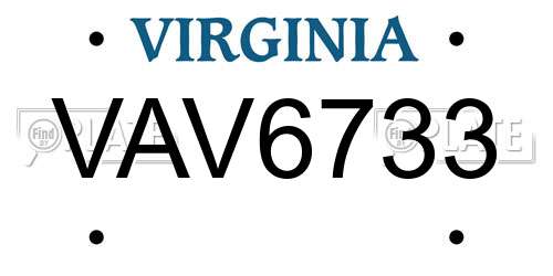 VAV6733 Virginia License Plate