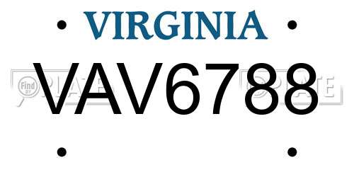 VAV6788 Virginia License Plate